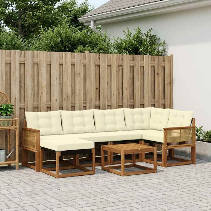 Set de canapele de exterior 7 buc. Natural și Crem