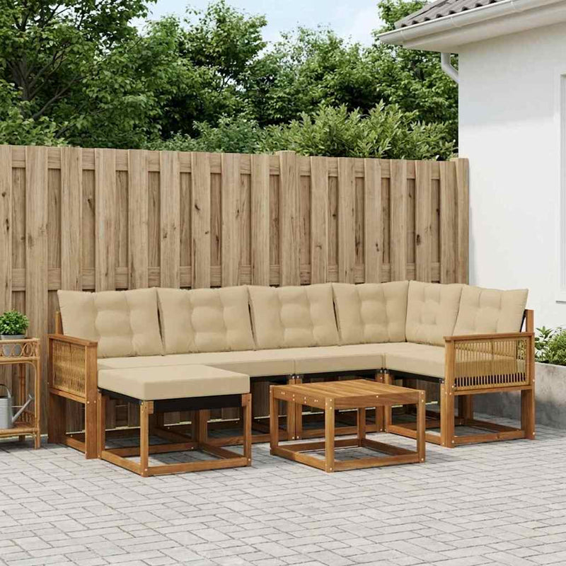 Set de canapele de exterior 7 buc. Natural și Bej