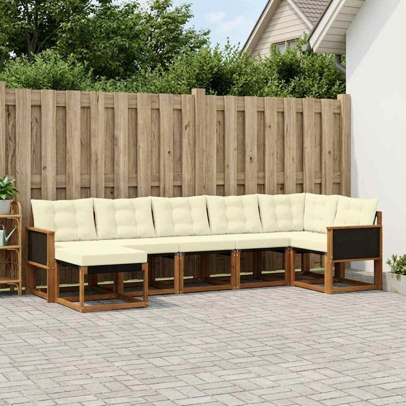 Set de canapele de exterior 7 buc. Natural și Crem