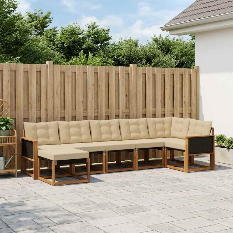 Set de canapele de exterior 7 buc. Natural și Bej