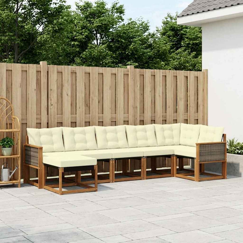 Set de canapele de exterior 7 buc. Natural și Crem