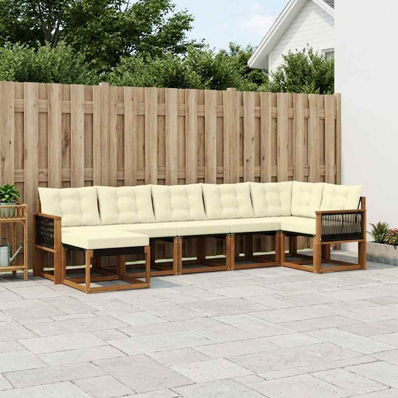 Set de canapele de exterior 7 buc. Natural și Crem