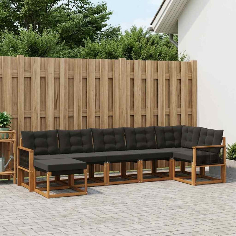 Set de canapele de exterior 7 buc. Natural și Negru