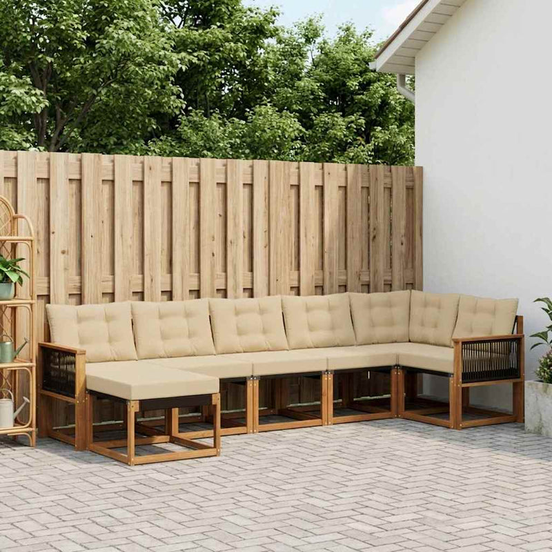Set de canapele de exterior 7 buc. Natural și Bej