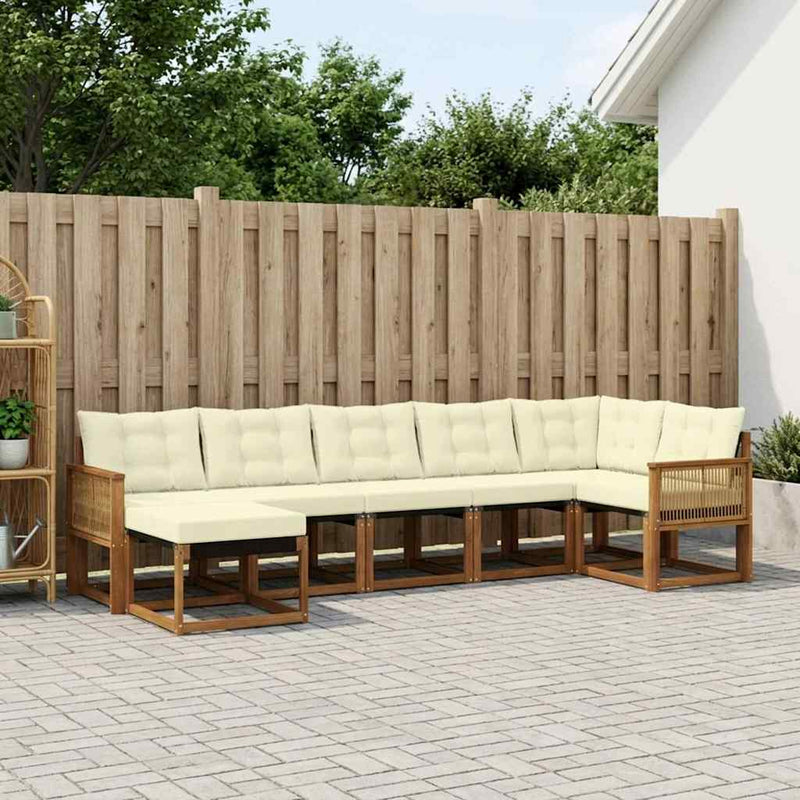 Set de canapele de exterior 7 buc. Natural și Crem