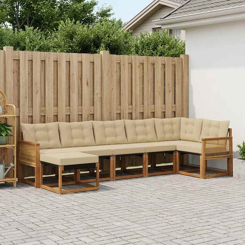 Set de canapele de exterior 7 buc. Natural și Bej