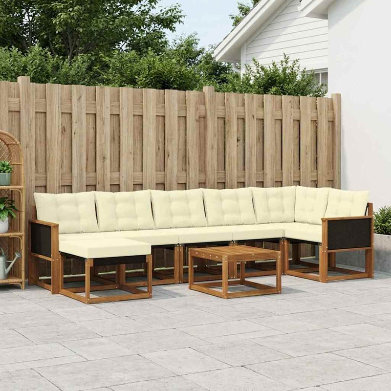 Set de canapele de exterior 8 buc. Natural și Crem
