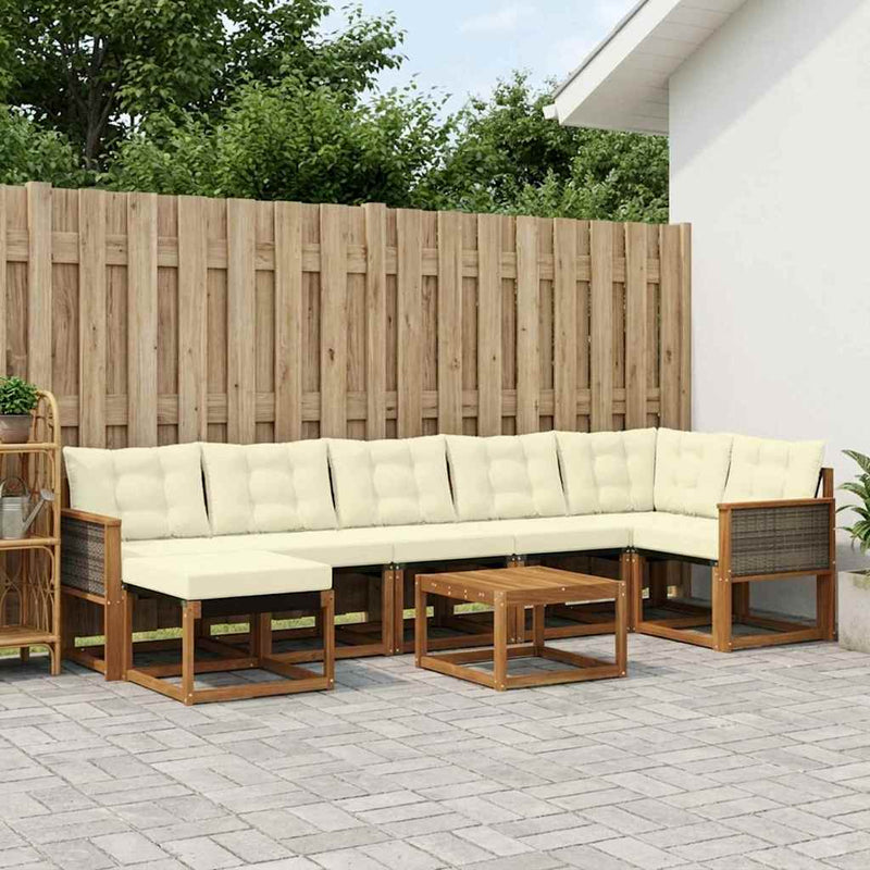 Set de canapele de exterior 8 buc. Natural și Crem