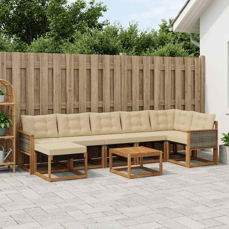 Set de canapele de exterior 8 buc. Natural și Bej