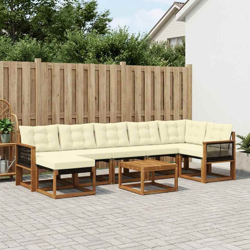 Set de canapele de exterior 8 buc. Natural și Crem