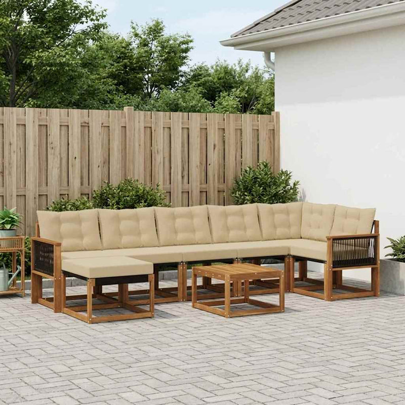 Set de canapele de exterior 8 buc. Natural și Bej