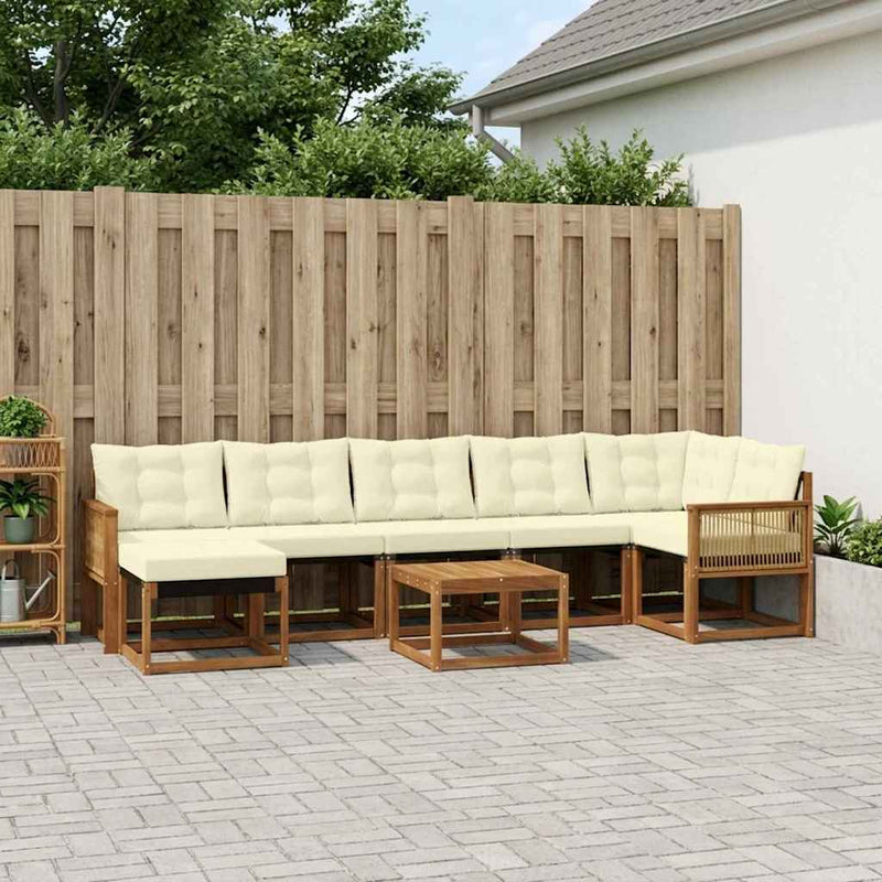 Set de canapele de exterior 8 buc. Natural și Crem