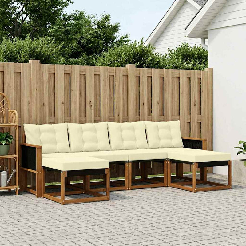 Set de canapele de exterior 6 buc. Natural și Crem