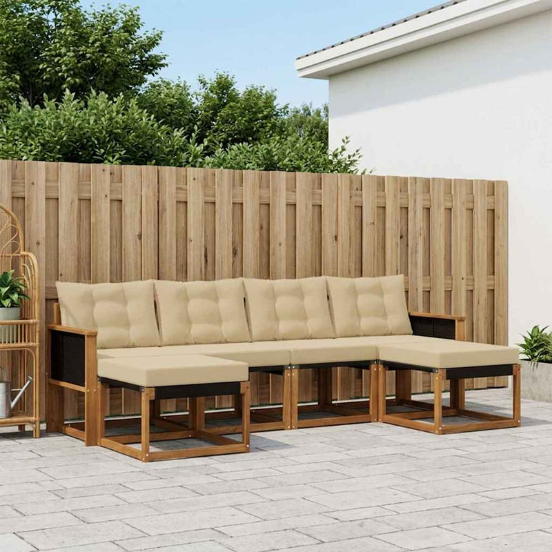Set de canapele de exterior 6 buc. Natural și Bej