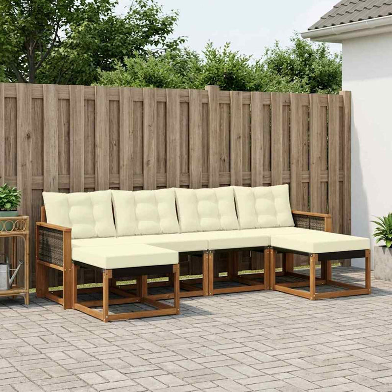 Set de canapele de exterior 6 buc. Natural și Crem