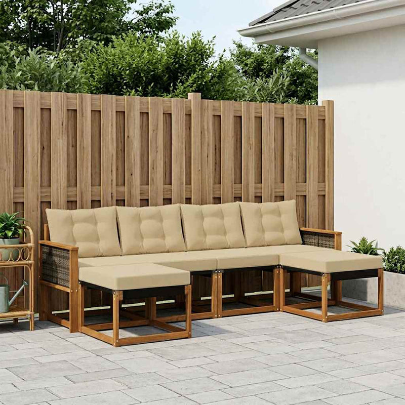 Set de canapele de exterior 6 buc. Natural și Bej