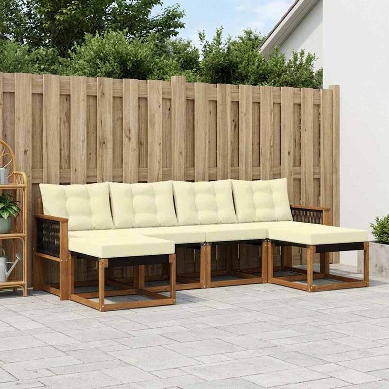 Set de canapele de exterior 6 buc. Natural și Crem