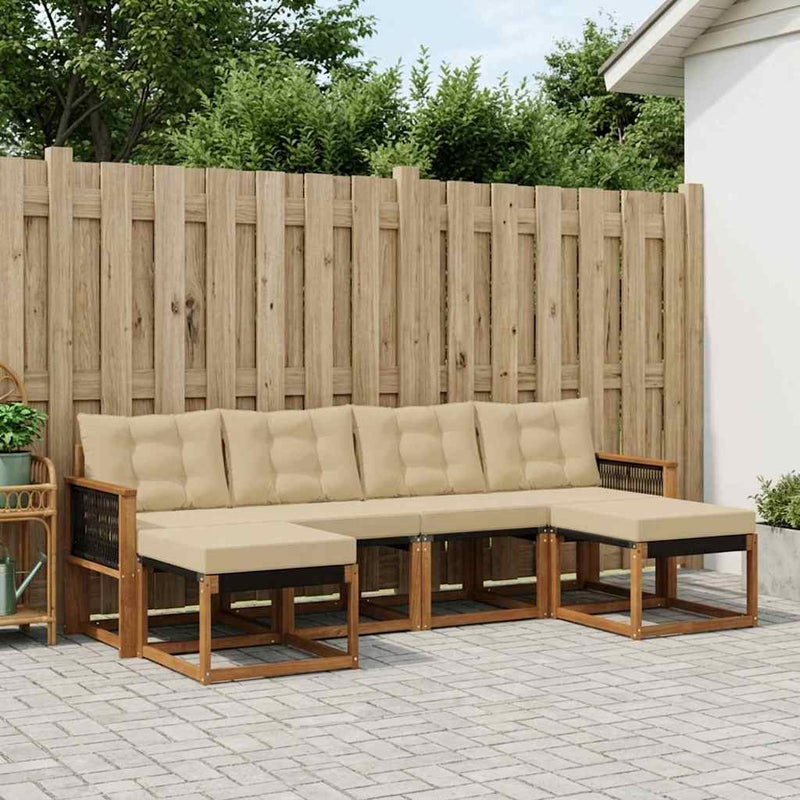 Set de canapele de exterior 6 buc. Natural și Bej