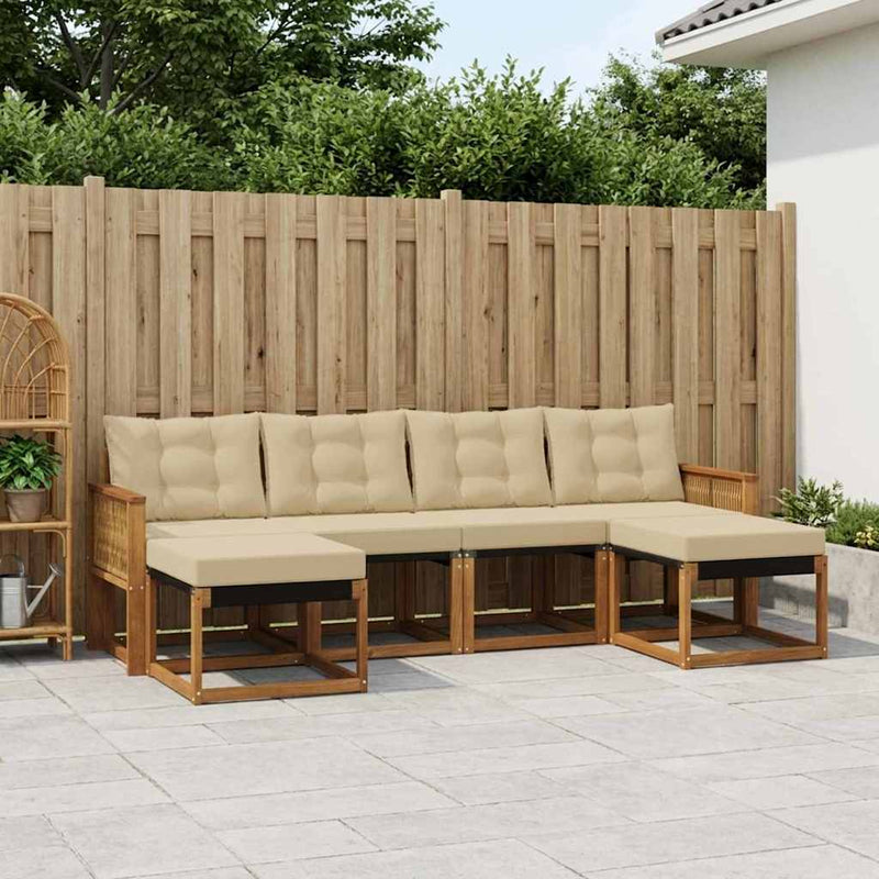 Set de canapele de exterior 6 buc. Natural și Bej