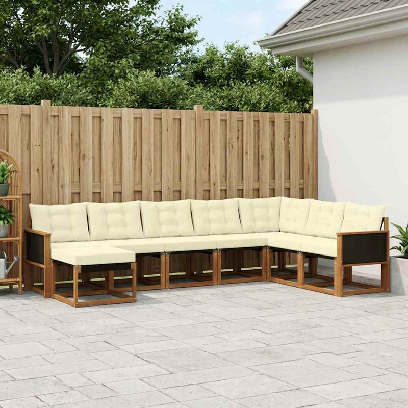 Set de canapele de exterior 8 buc. Natural și Crem