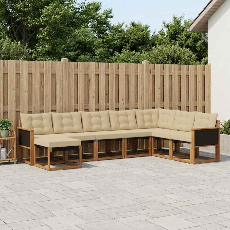Set de canapele de exterior 8 buc. Natural și Bej