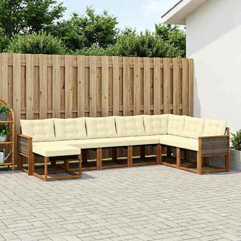 Set de canapele de exterior 8 buc. Natural și Crem