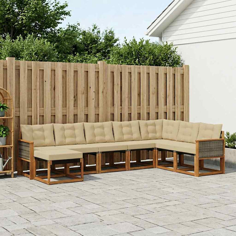 Set de canapele de exterior 8 buc. Natural și Bej