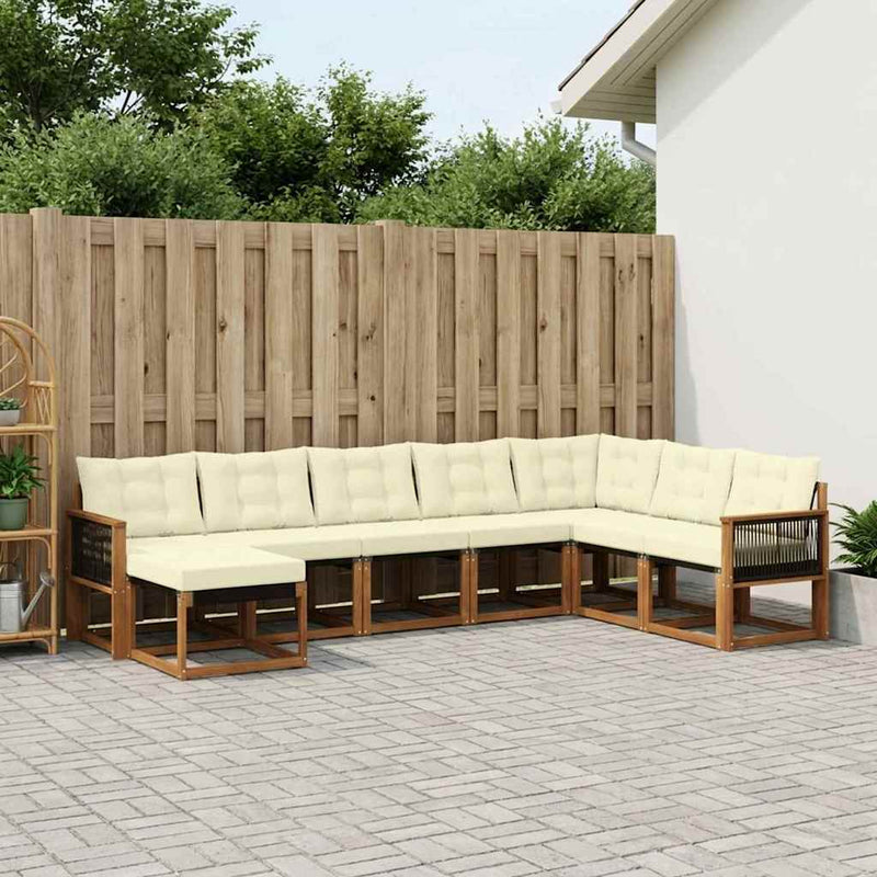 Set de canapele de exterior 8 buc. Natural și Crem