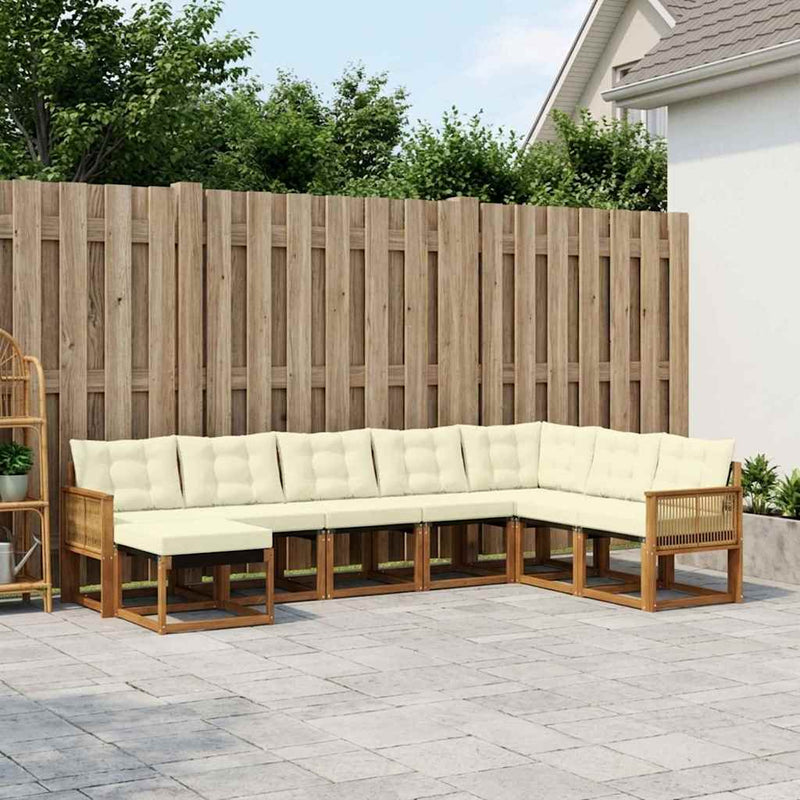 Set de canapele de exterior 8 buc. Natural și Crem