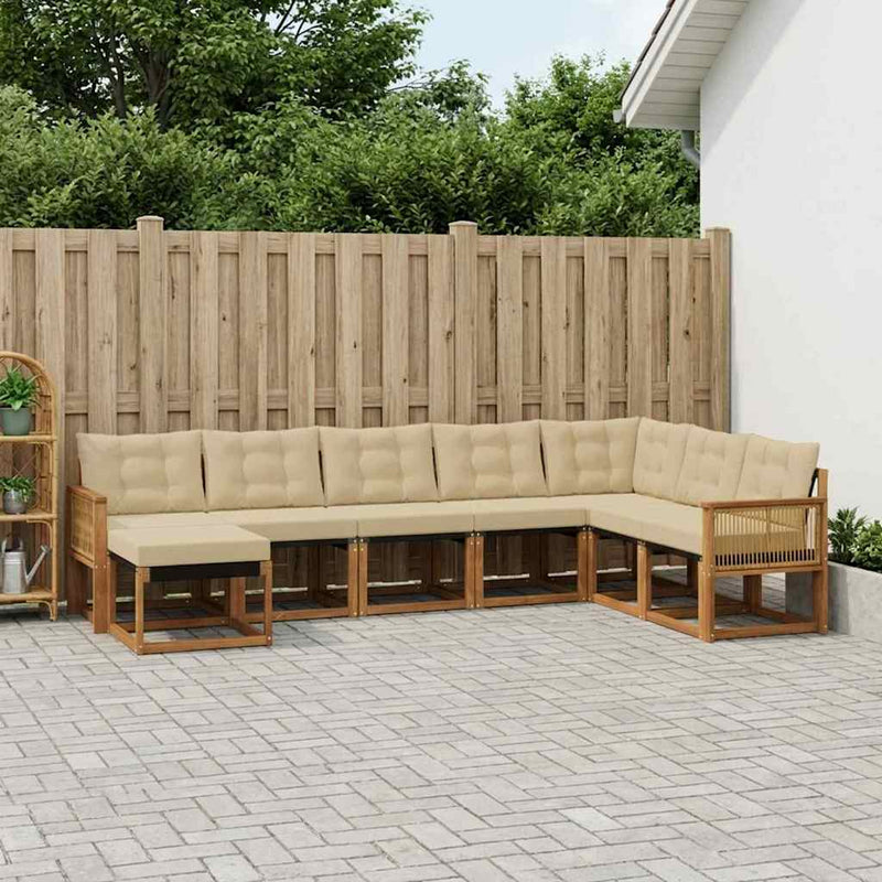Set de canapele de exterior 8 buc. Natural și Bej