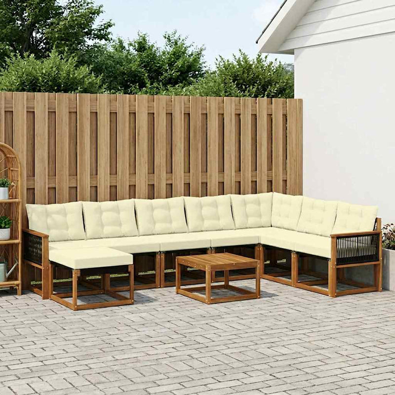 Set de canapele de exterior 9 buc. Natural și Crem