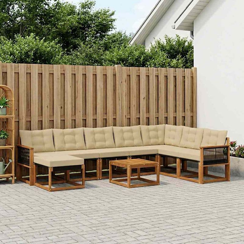 Set de canapele de exterior 9 buc. Natural și Bej