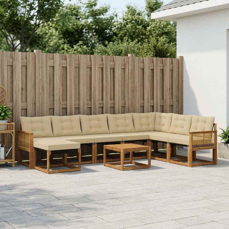 Set de canapele de exterior 9 buc. Natural și Bej