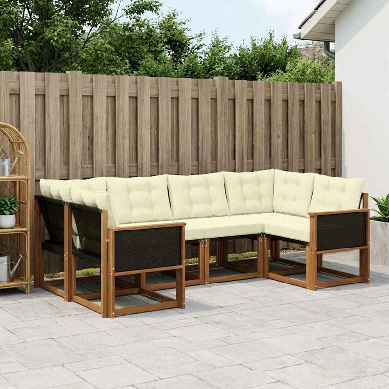Set de canapele de exterior 6 buc. Natural și Crem