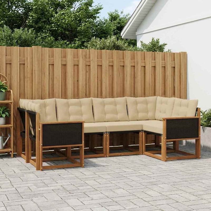 Set de canapele de exterior 6 buc. Natural și Bej