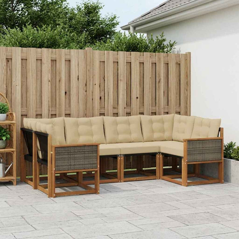 Set de canapele de exterior 6 buc. Natural și Bej