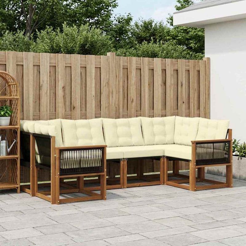 Set de canapele de exterior 6 buc. Natural și Crem