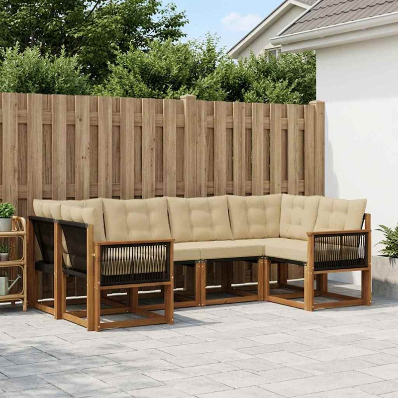 Set de canapele de exterior 6 buc. Natural și Bej