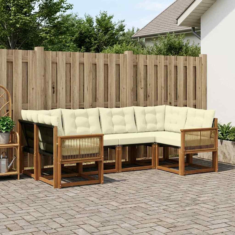 Set de canapele de exterior 6 buc. Natural și Crem