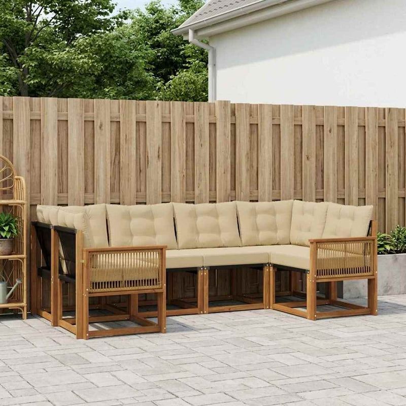 Set de canapele de exterior 6 buc. Natural și Bej