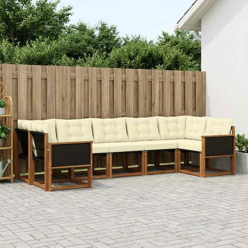 Set de canapele de exterior 7 buc. Natural și Crem