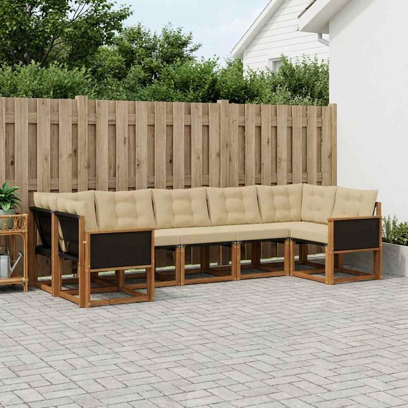 Set de canapele de exterior 7 buc. Natural și Bej
