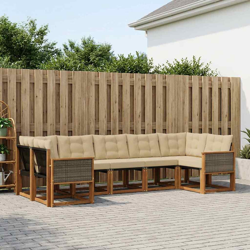 Set de canapele de exterior 7 buc. Natural și Bej