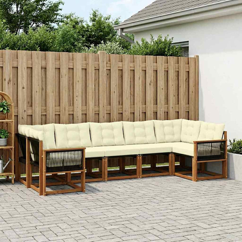 Set de canapele de exterior 7 buc. Natural și Crem
