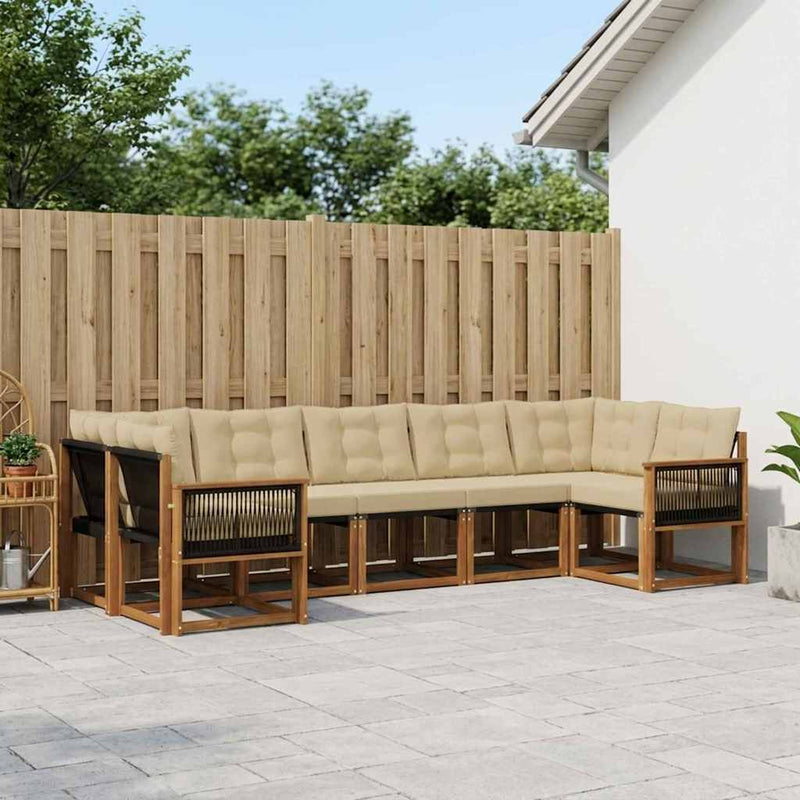 Set de canapele de exterior 7 buc. Natural și Bej