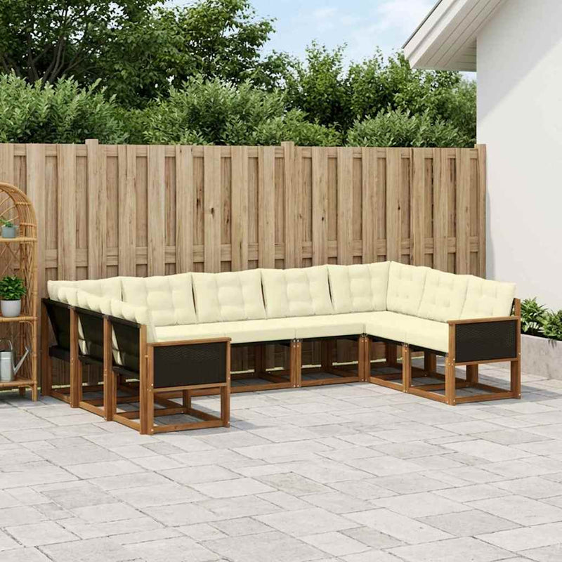 Set de canapele de exterior 9 buc. Natural și Crem