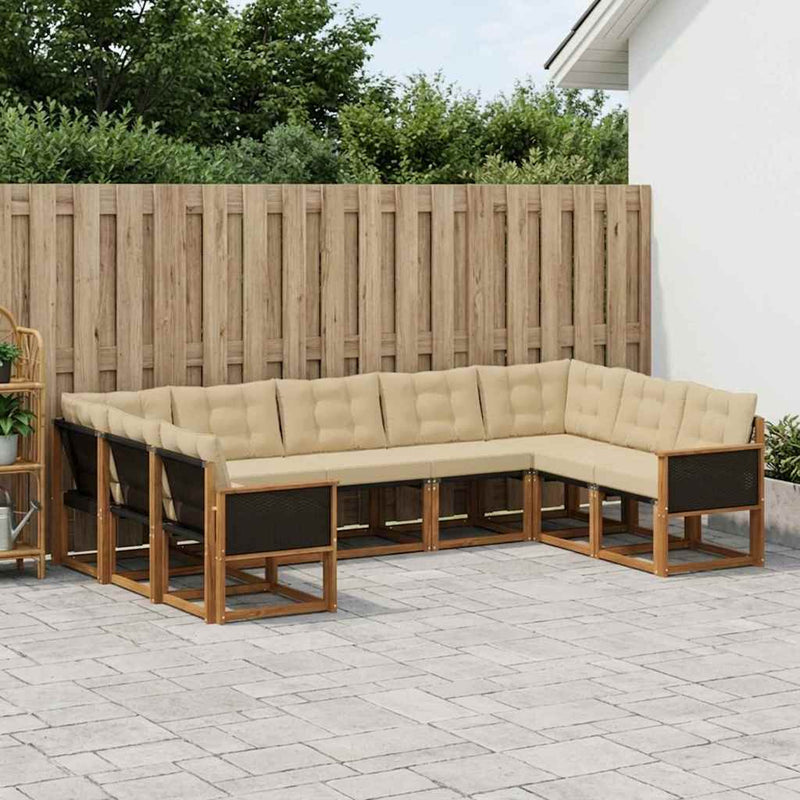 Set de canapele de exterior 9 buc. Natural și Bej
