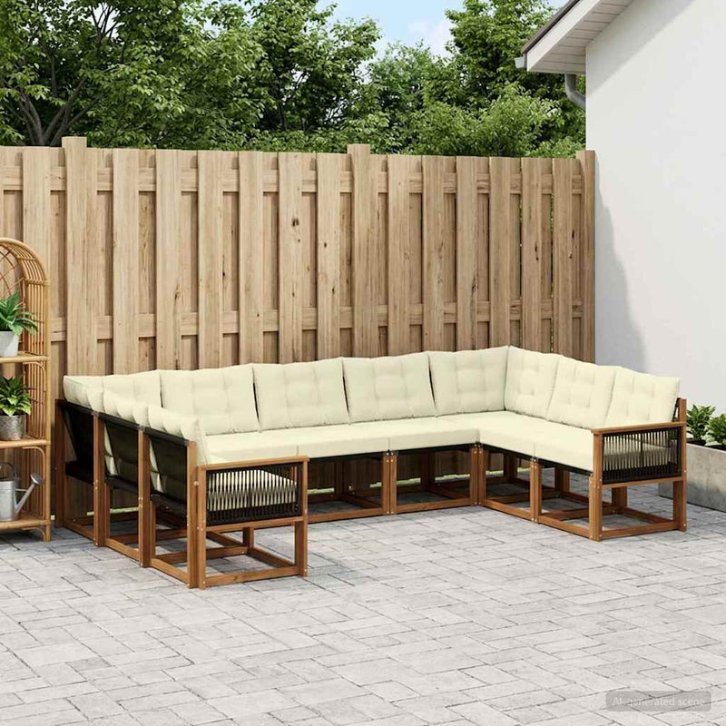 Set de canapele de exterior 9 buc. Natural și Crem