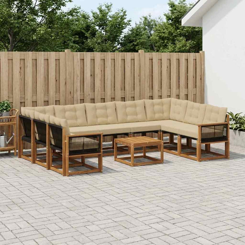 Set de canapele de exterior 10 buc. Natural și Bej
