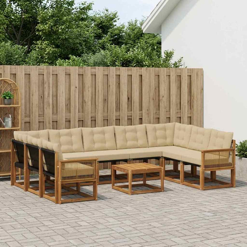 Set de canapele de exterior 10 buc. Natural și Bej